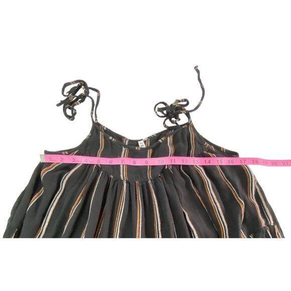 Women Layered Mini Sundress Size M Black REVEL Tie Shoulder Straps Stripe 65-10 - Picture 8 of 14